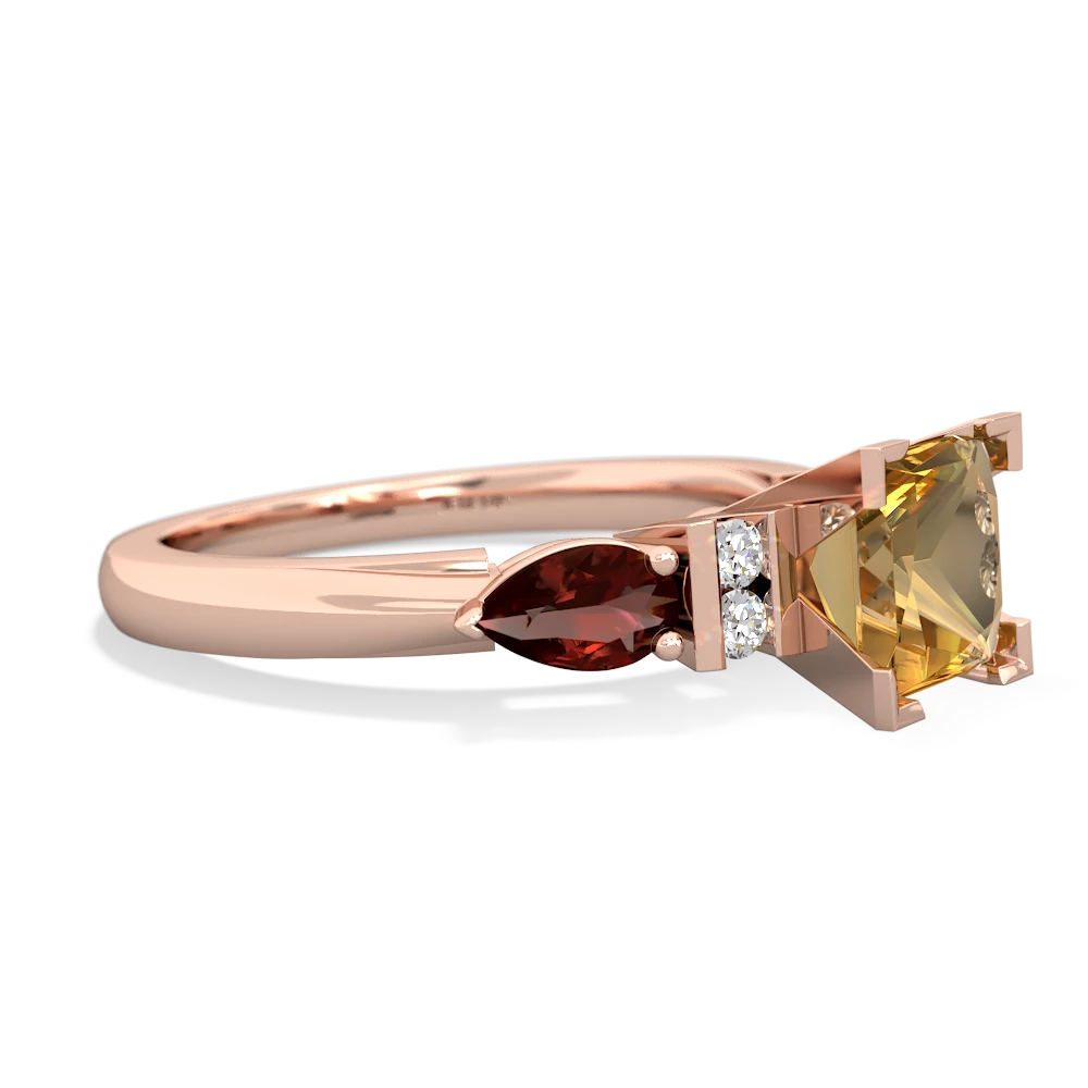 Citrine 6Mm Princess Eternal Embrace Engagement 14K Rose Gold ring C2002