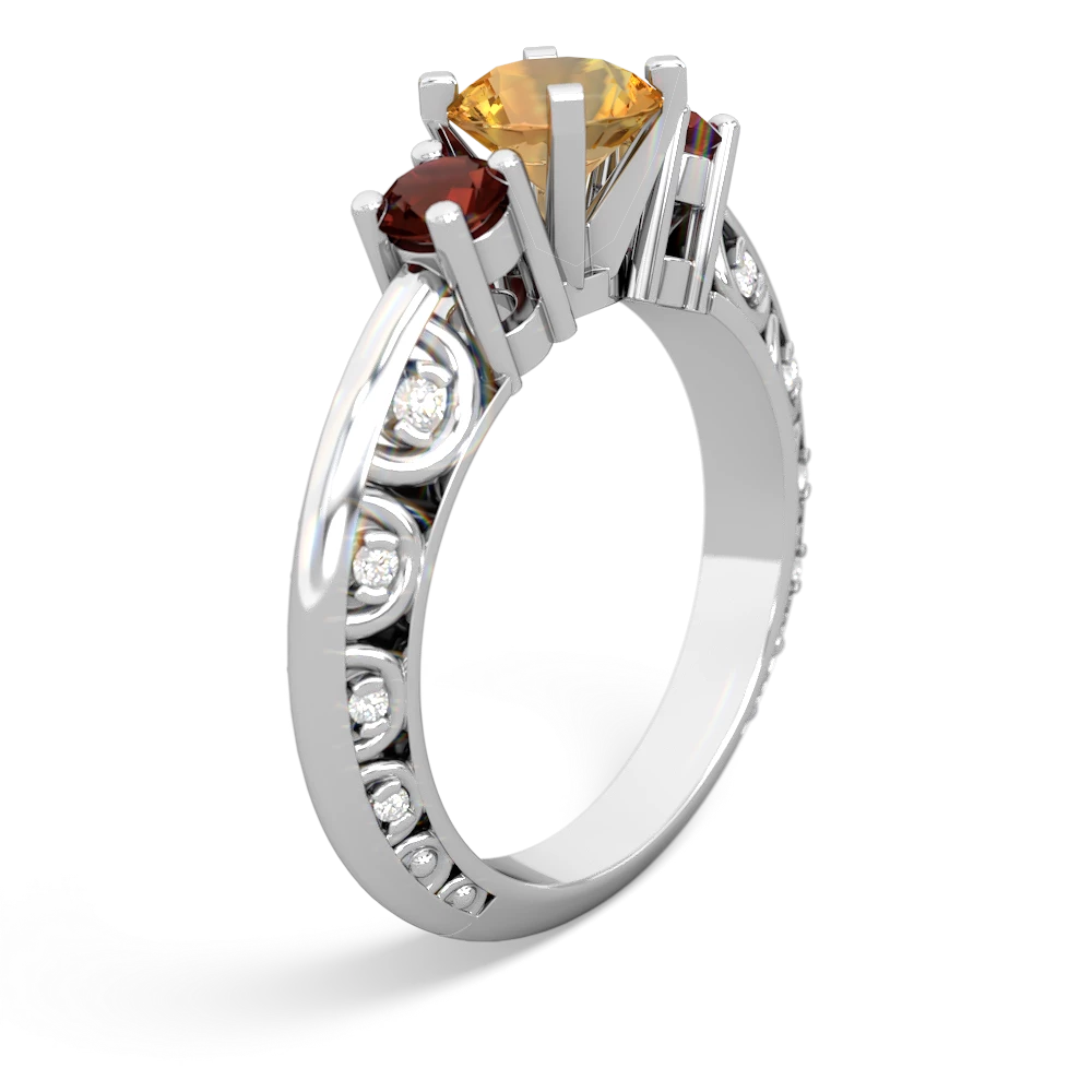 Citrine Art Deco Eternal Embrace Engagement 14K White Gold ring C2003