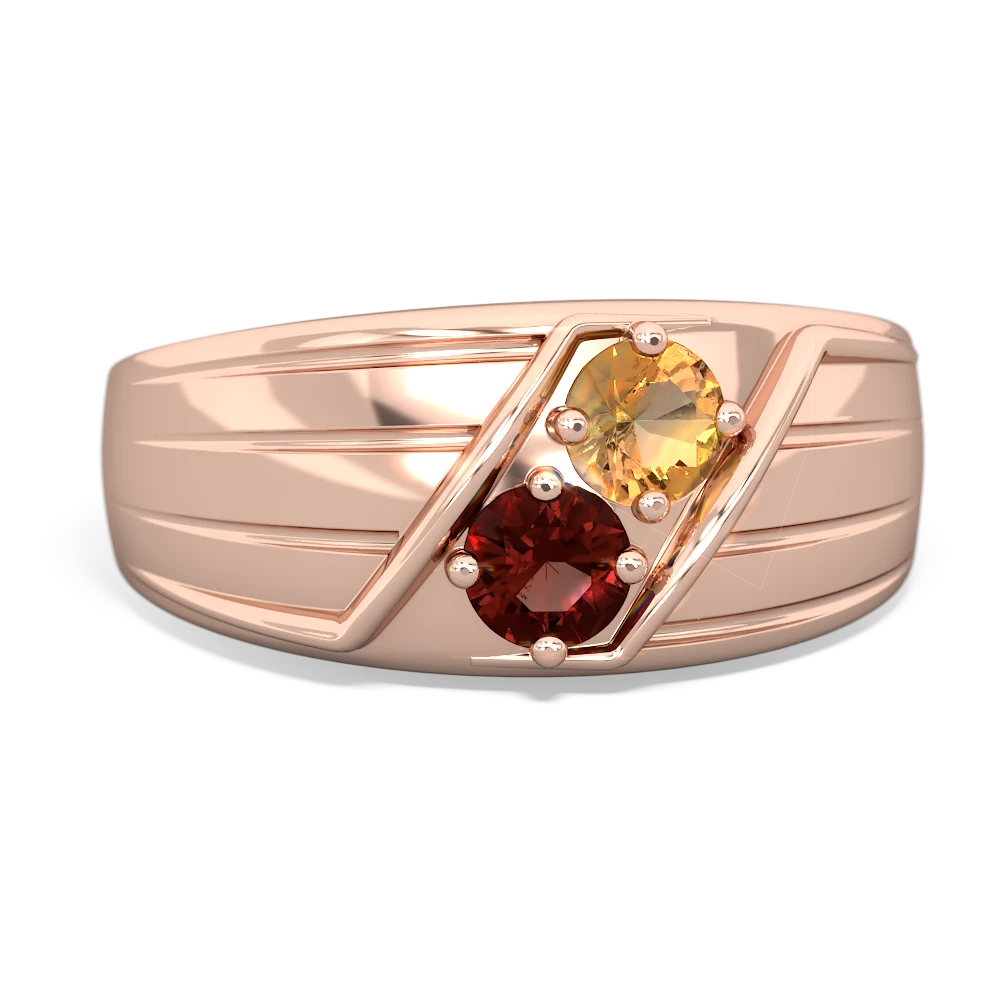 Citrine Men's Streamline 14K Rose Gold ring R0460