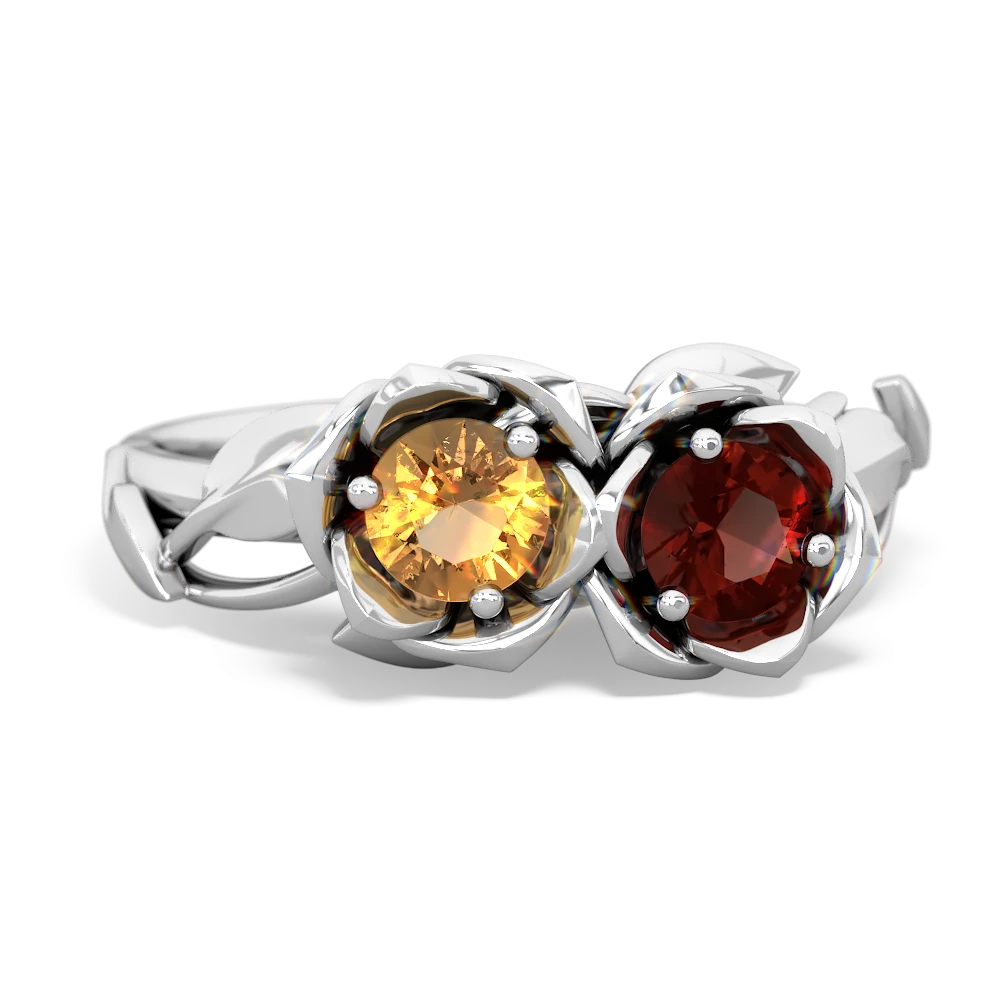 Citrine Rose Garden 14K White Gold ring R5510