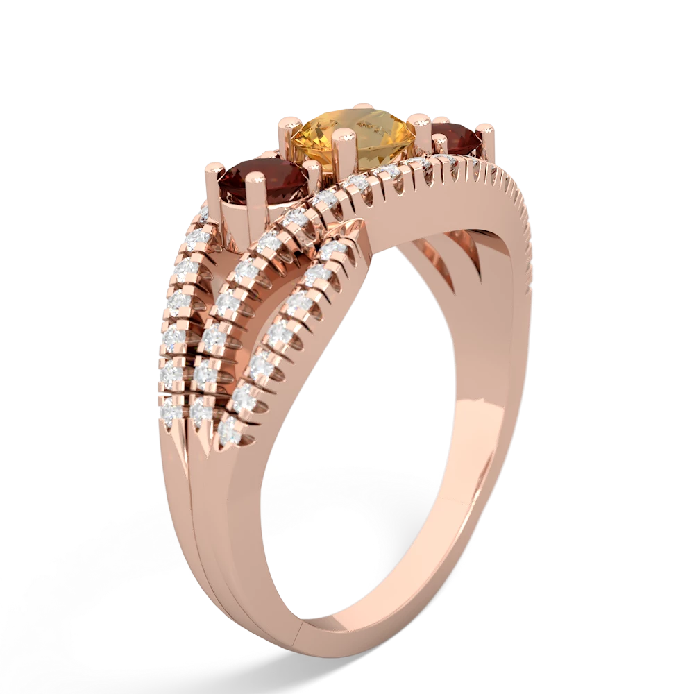 Citrine Three Stone Aurora 14K Rose Gold ring R3080