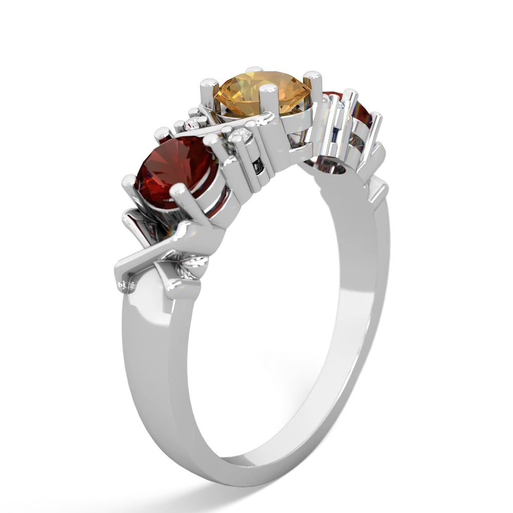 Citrine Hugs And Kisses 14K White Gold ring R5016