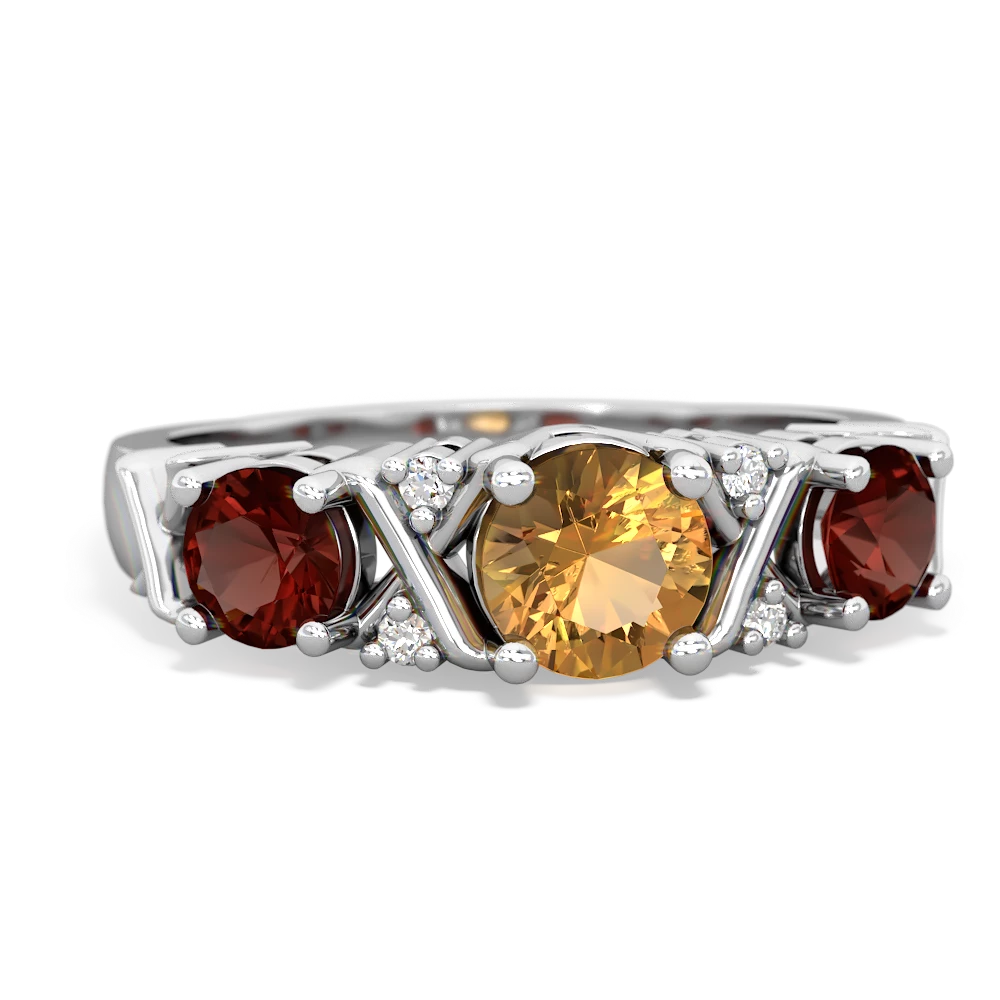 Citrine Hugs And Kisses 14K White Gold ring R5016