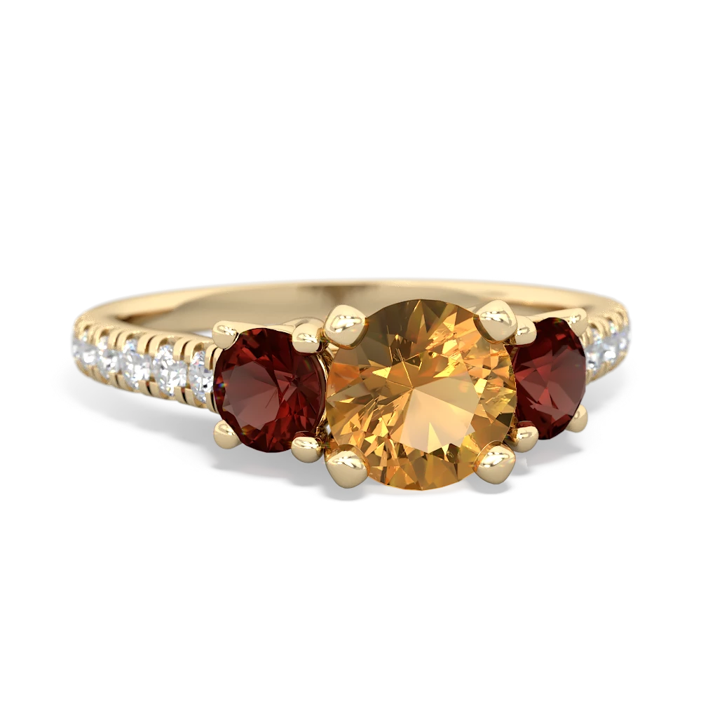 Citrine Pave Trellis 14K Yellow Gold ring R5500