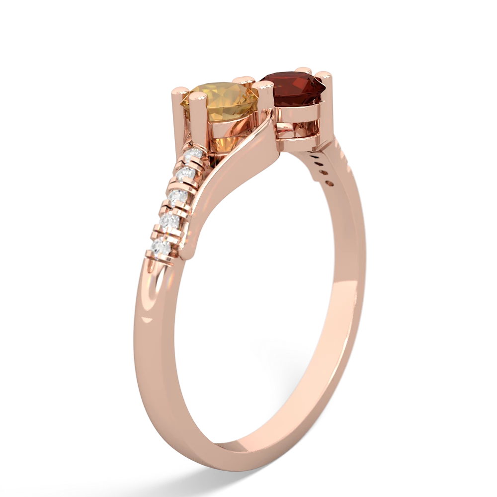 Citrine Infinity Pave Two Stone 14K Rose Gold ring R5285