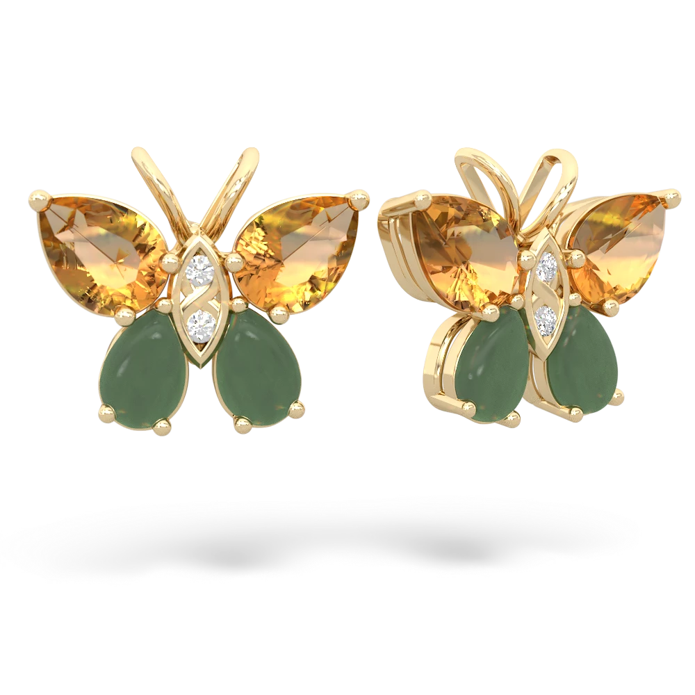 Citrine Butterfly 14K Yellow Gold earrings E2215