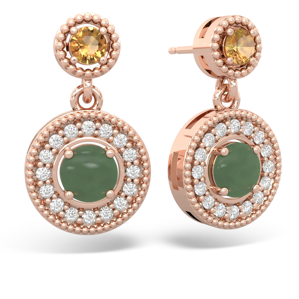 Citrine Halo Dangle 14K Rose Gold earrings E5319