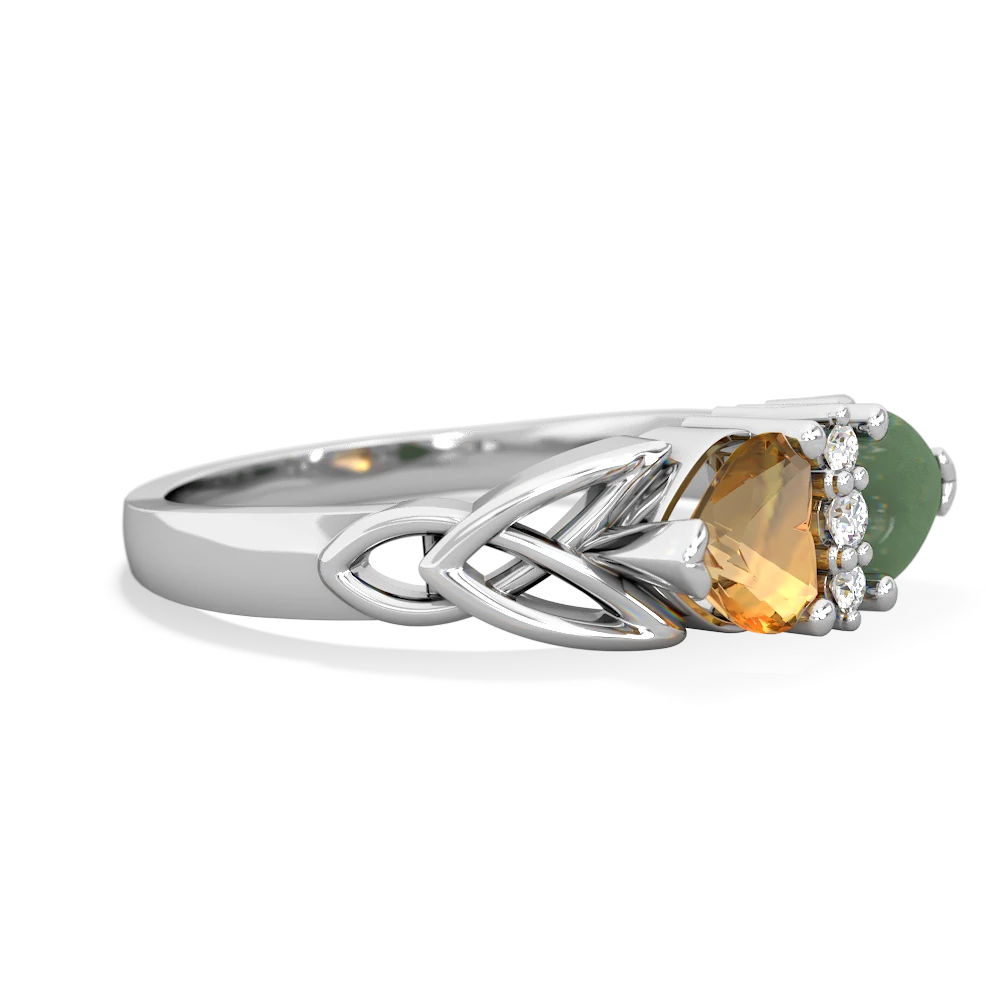 Citrine Celtic Knot Double Heart 14K White Gold ring R5040