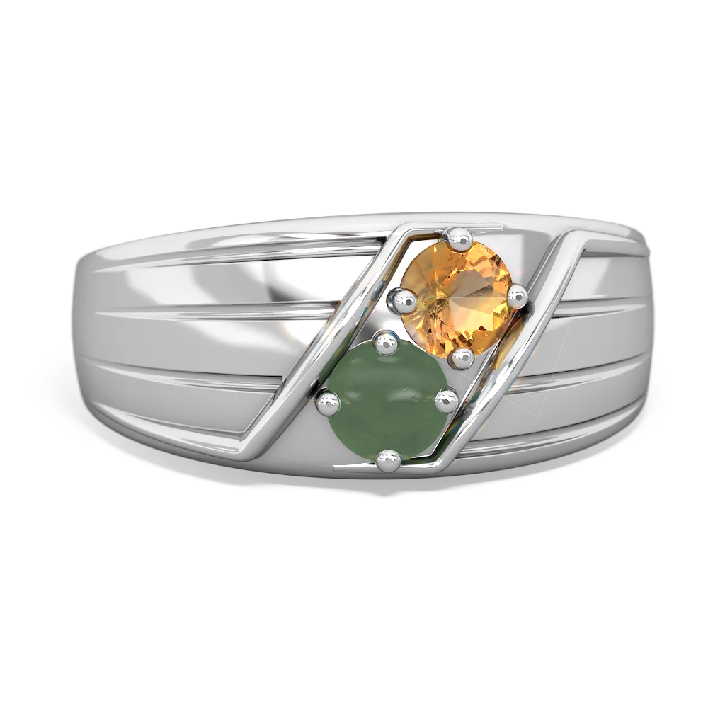 Citrine Men's Streamline 14K White Gold ring R0460