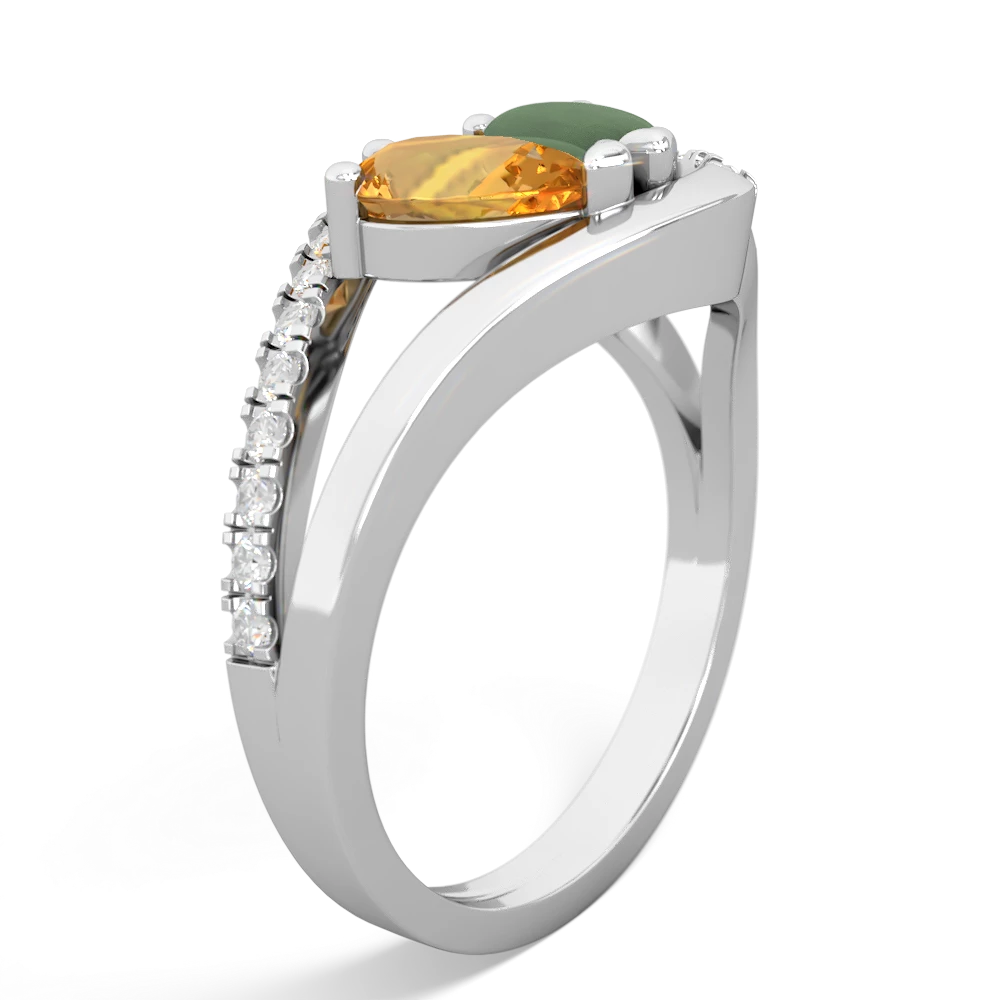 Citrine Nestled Heart Keepsake 14K White Gold ring R5650