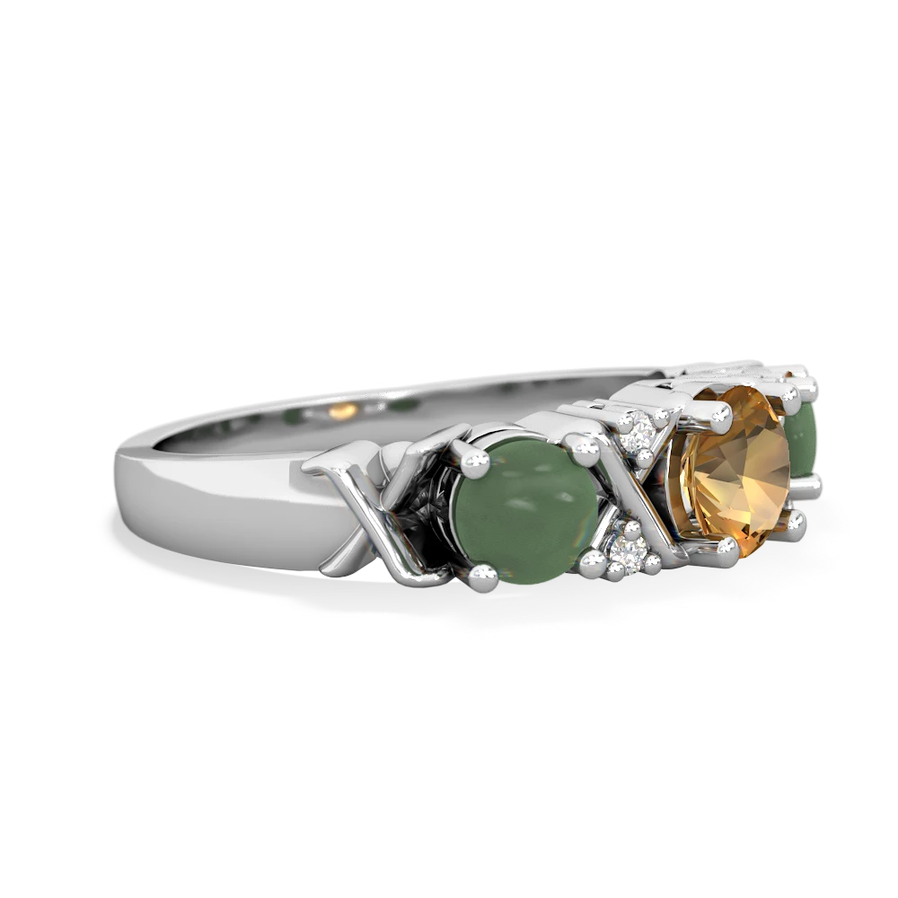 Citrine Hugs And Kisses 14K White Gold ring R5016