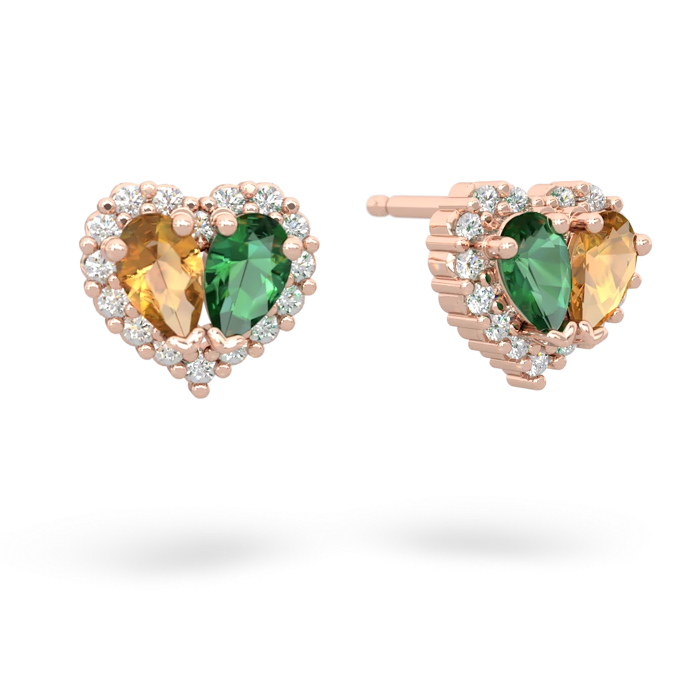 Citrine Halo 14K Rose Gold earrings E7008