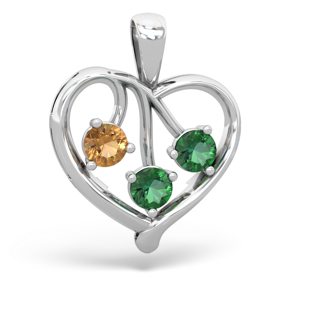 Citrine Glowing Heart 14K White Gold pendant P2233