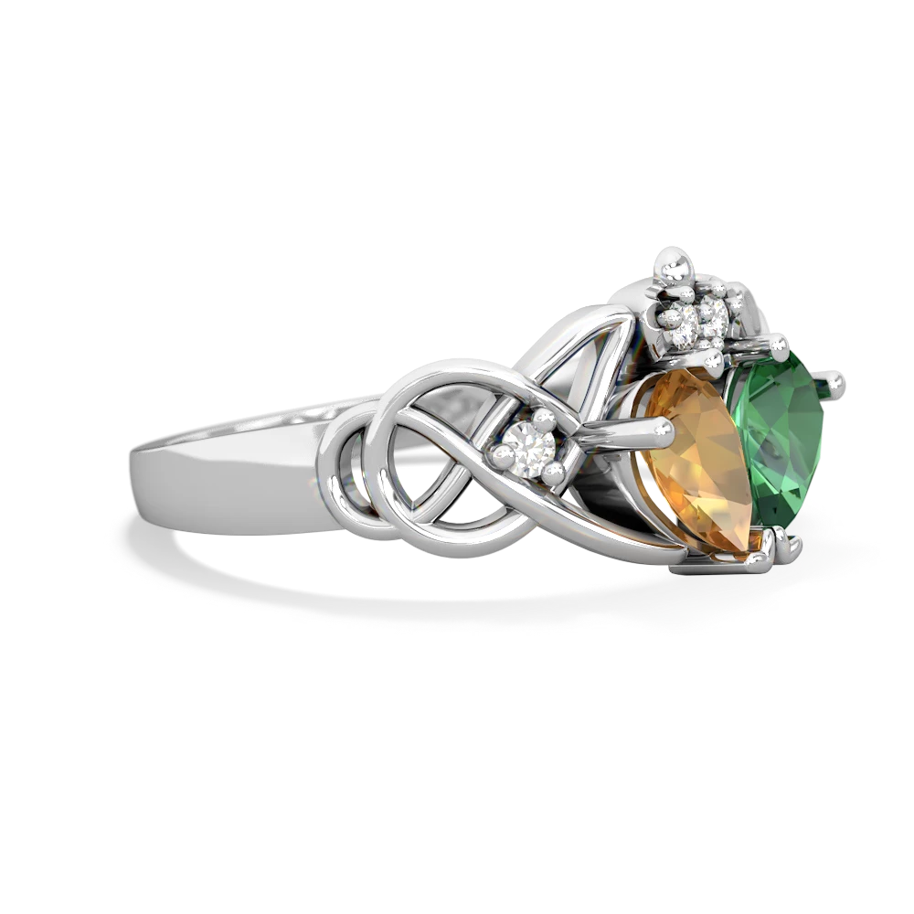 Citrine 'One Heart' Celtic Knot Claddagh 14K White Gold ring R5322