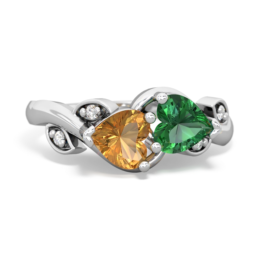 Citrine Floral Elegance 14K White Gold ring R5790