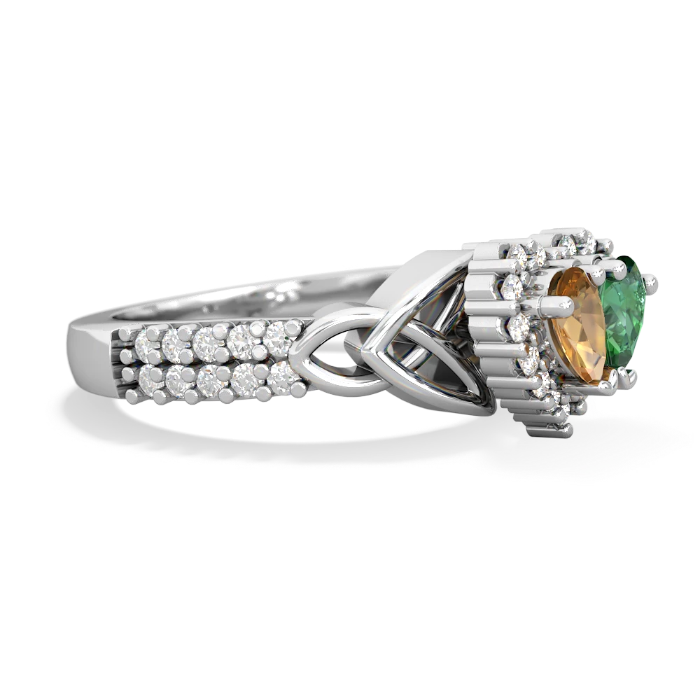 Citrine Celtic Knot Two Hearts As One 14K White Gold ring R2644HRT