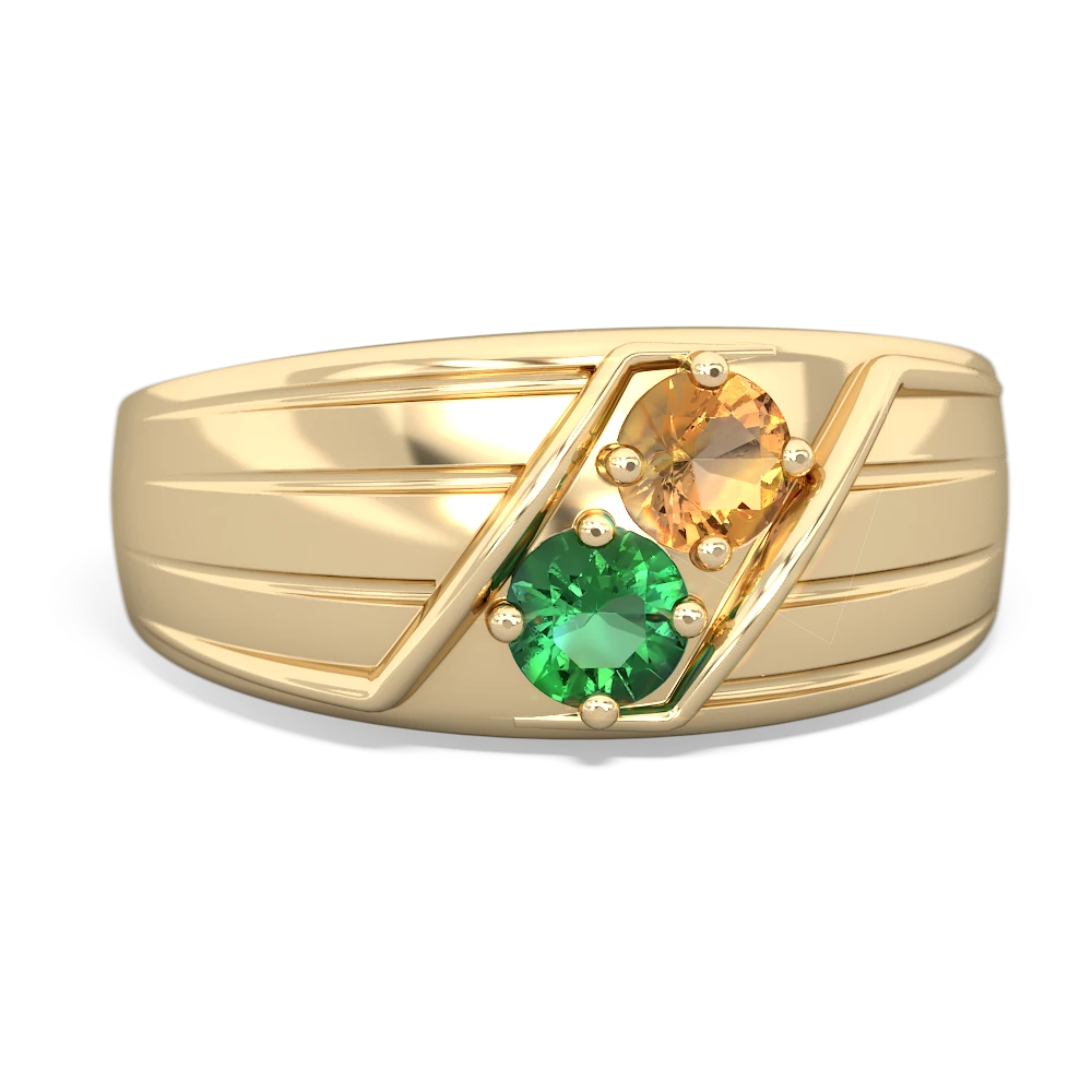 Citrine Men's Streamline 14K Yellow Gold ring R0460