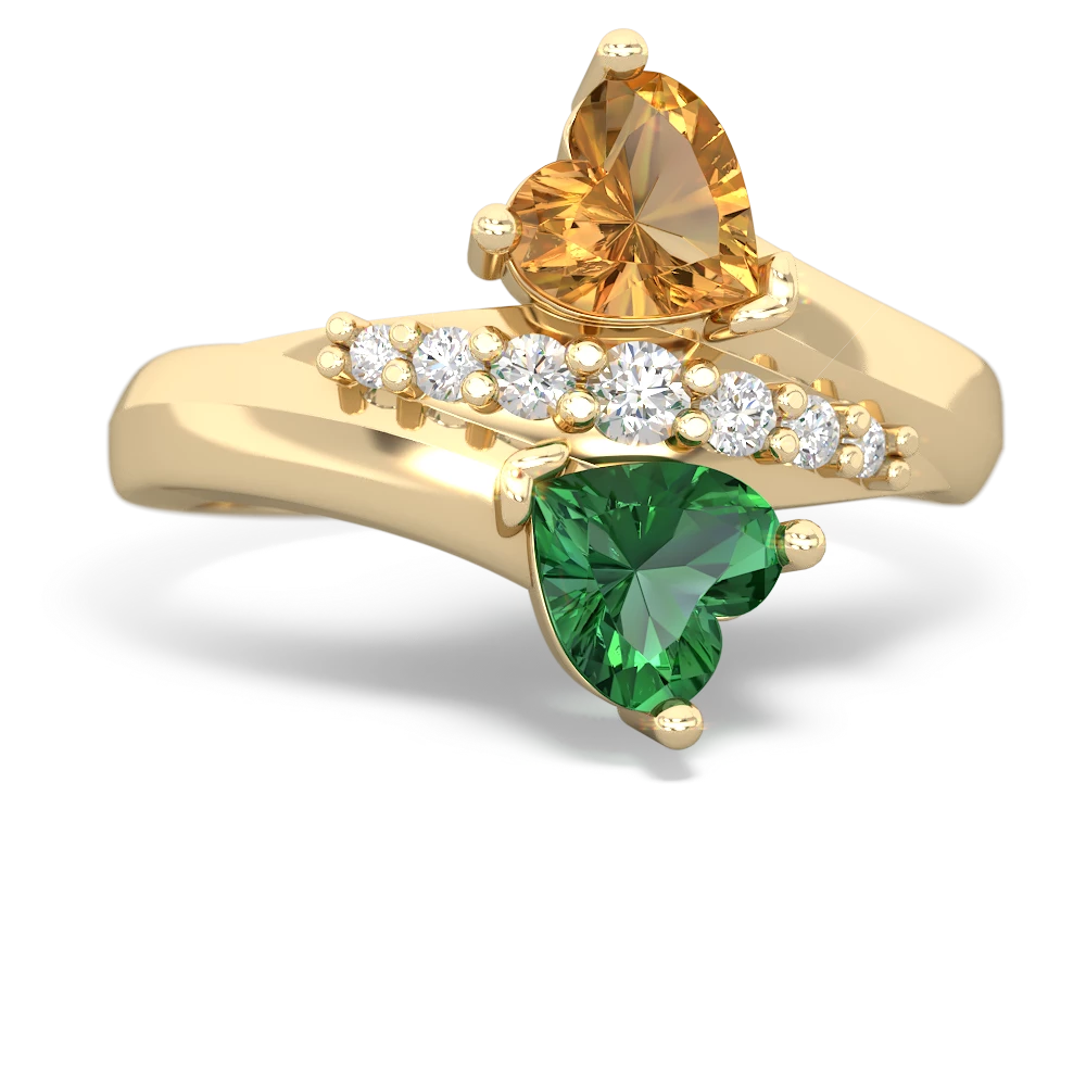 Citrine Heart To Heart 14K Yellow Gold ring R2064