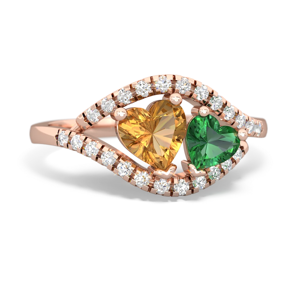 Citrine Mother And Child 14K Rose Gold ring R3010