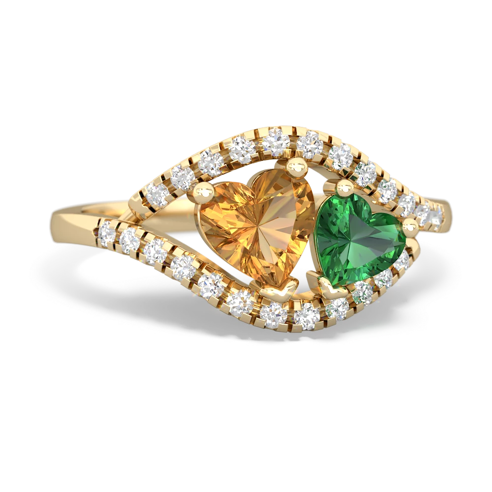 Citrine Mother And Child 14K Yellow Gold ring R3010