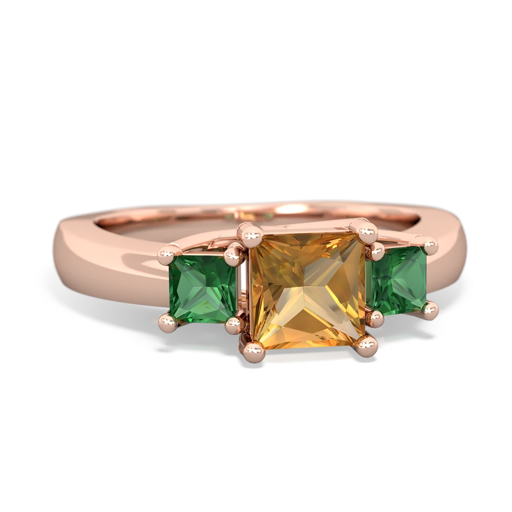 Citrine Three Stone Trellis 14K Rose Gold ring R4015