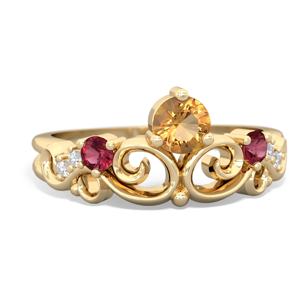 Citrine,Lab Ruby Opal Crown Keepsake ring - 14K Yellow Gold |JewelsForMe