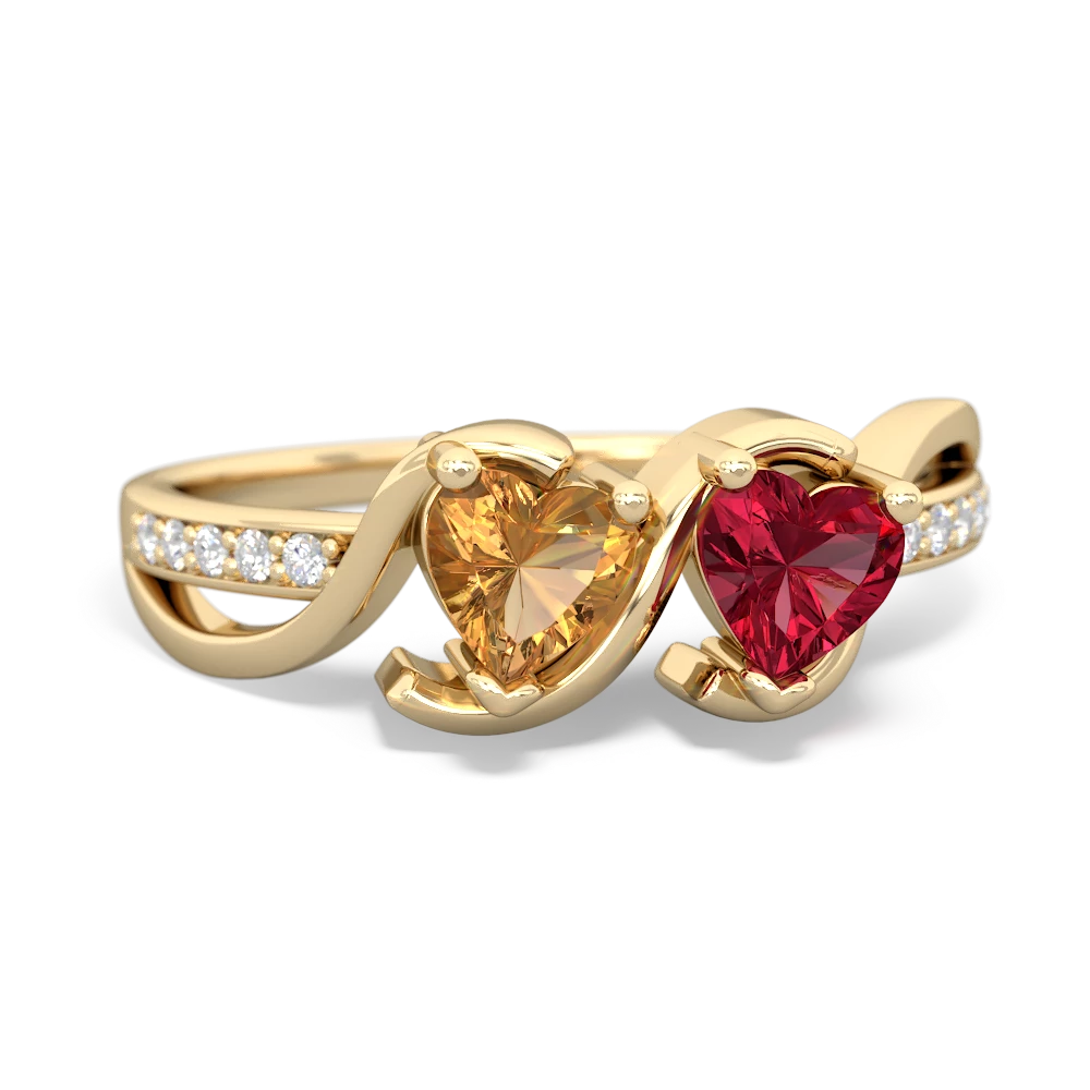 Citrine Side By Side 14K Yellow Gold ring R3090