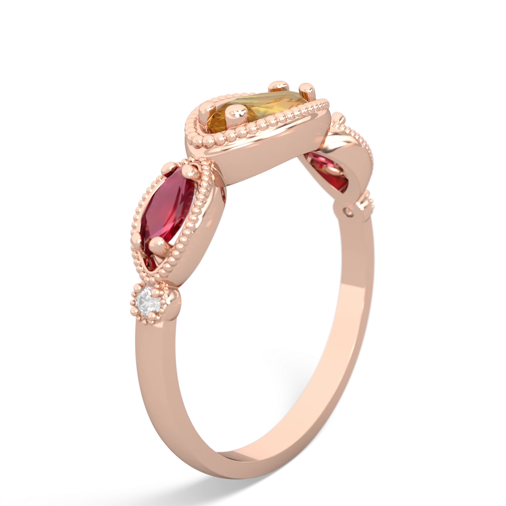 Citrine Milgrain Marquise 14K Rose Gold ring R5700