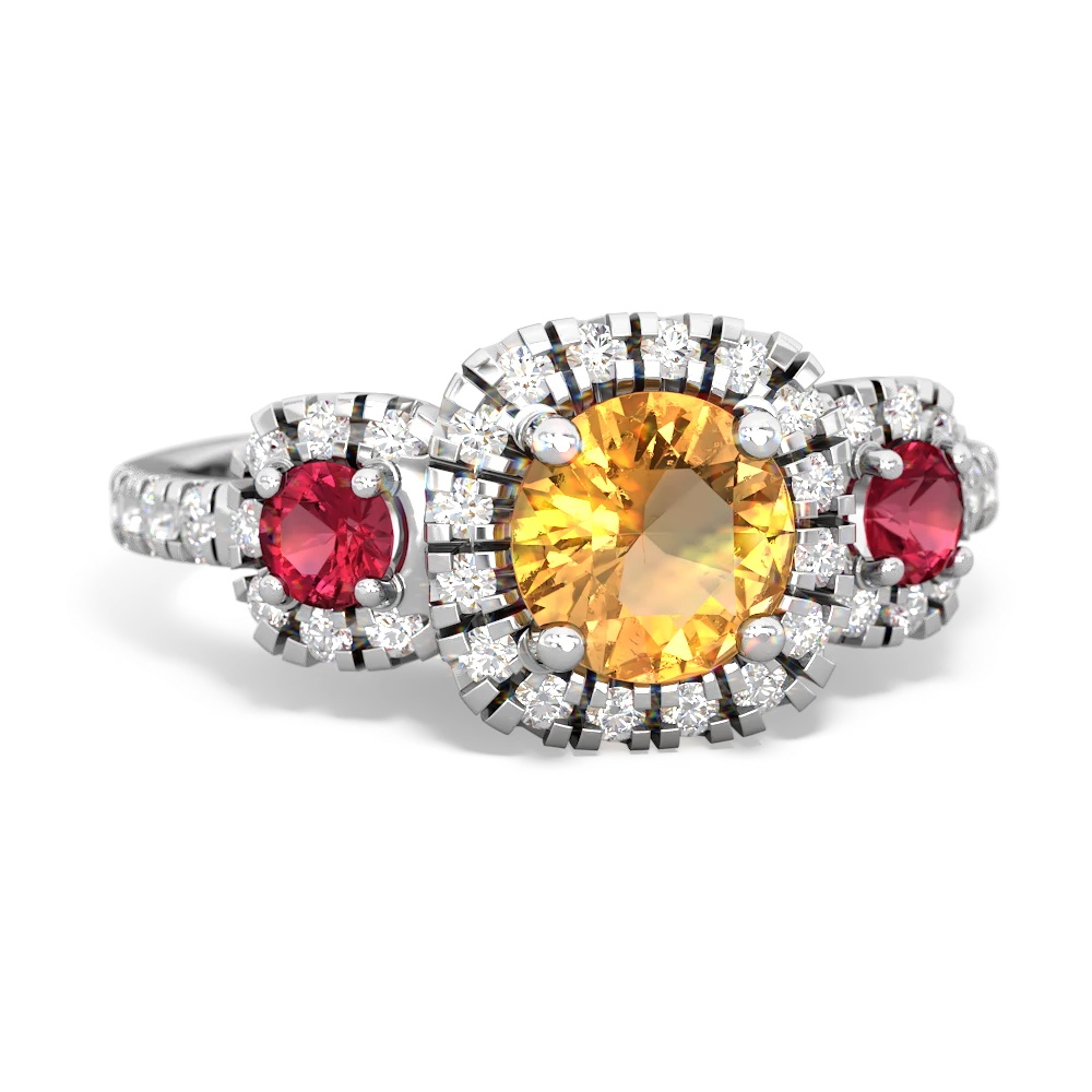 Citrine Regal Halo 14K White Gold ring R5350