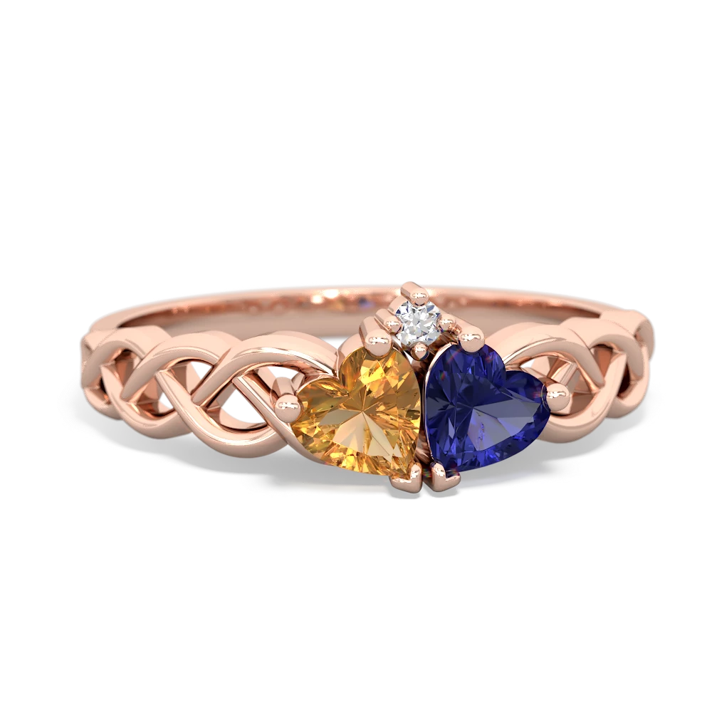 Citrine Heart To Heart Braid 14K Rose Gold ring R5870