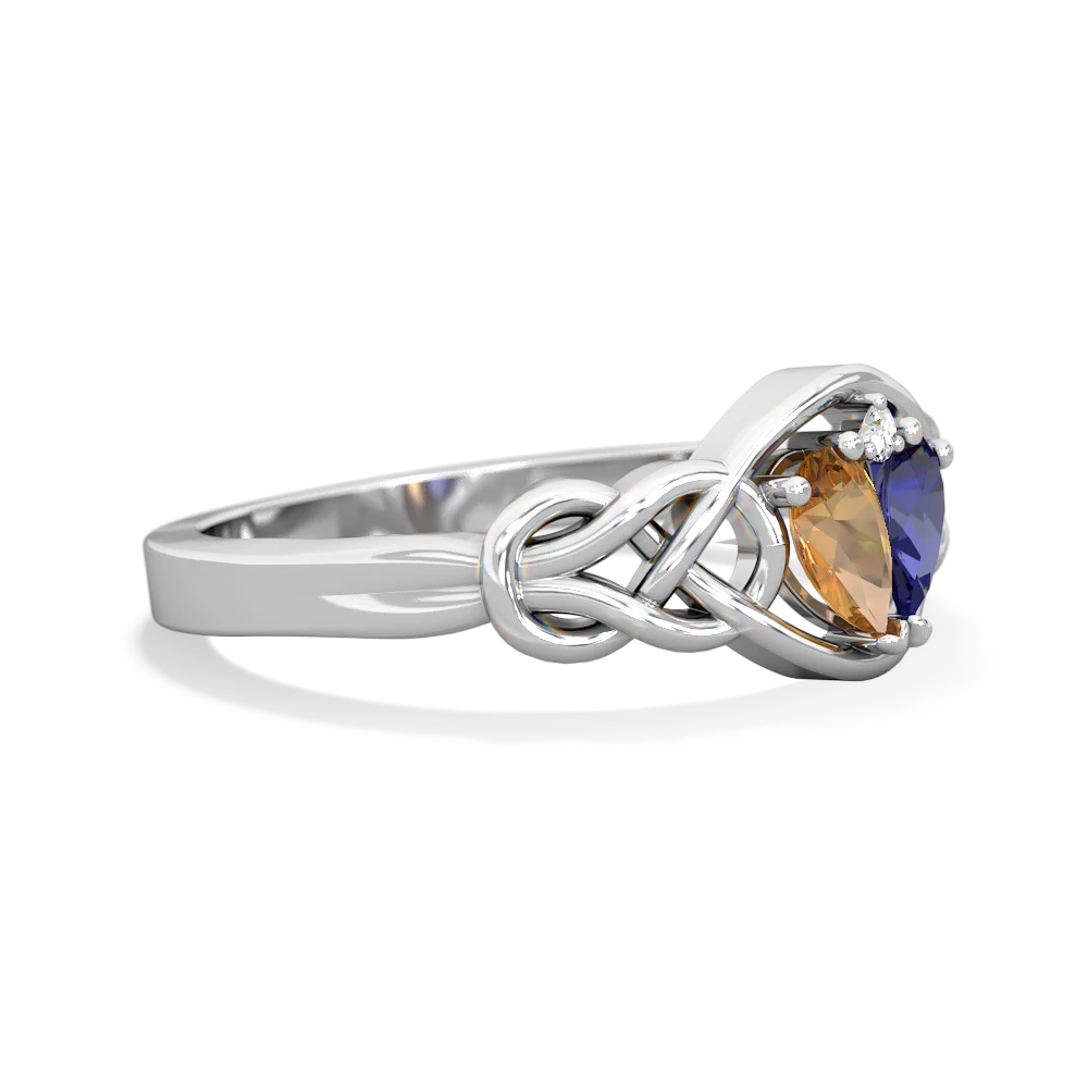 Citrine Celtic Love Knot 14K White Gold ring R5420