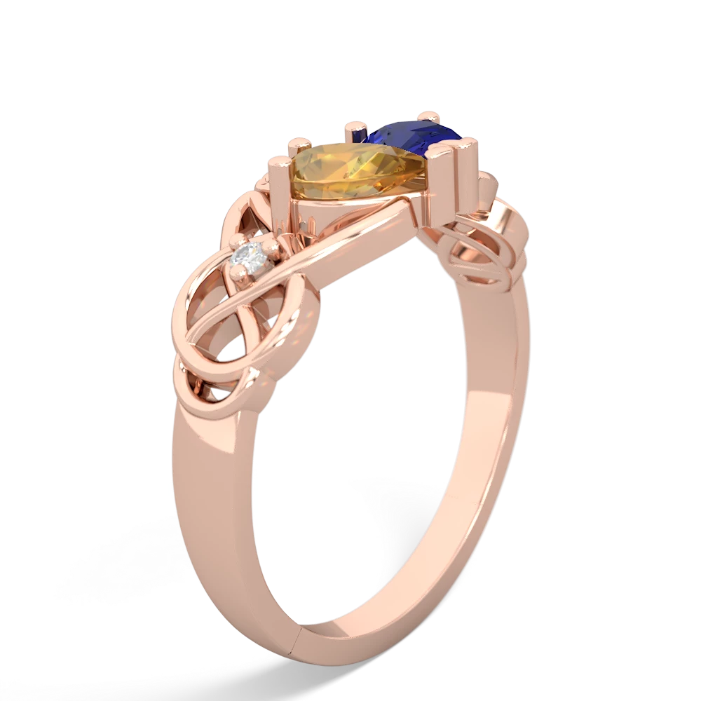 Citrine 'One Heart' Celtic Knot Claddagh 14K Rose Gold ring R5322