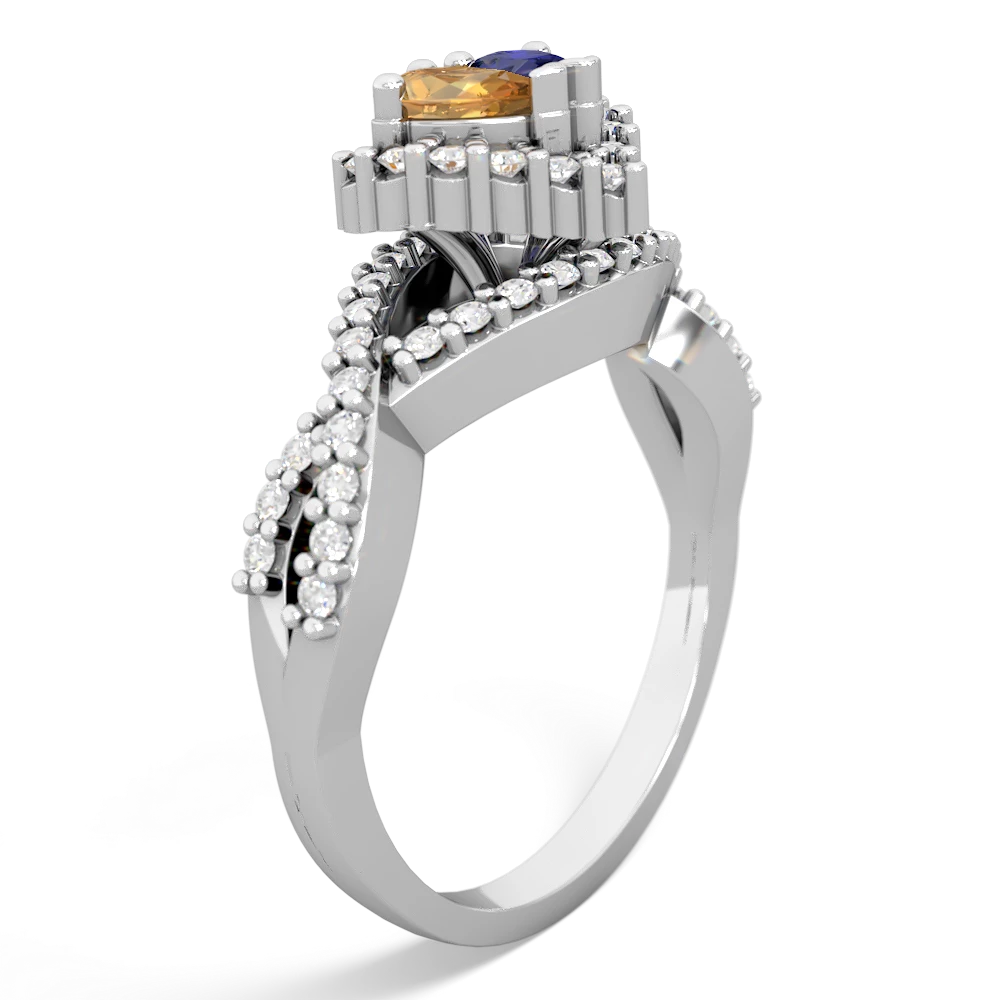 Citrine Diamond Twist 'One Heart' 14K White Gold ring R2640HRT