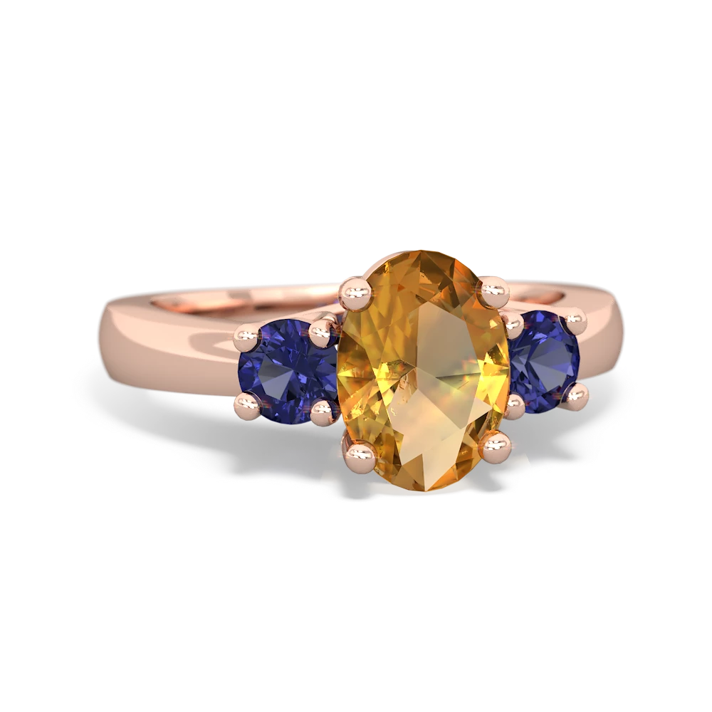 Citrine Three Stone Oval Trellis 14K Rose Gold ring R4024