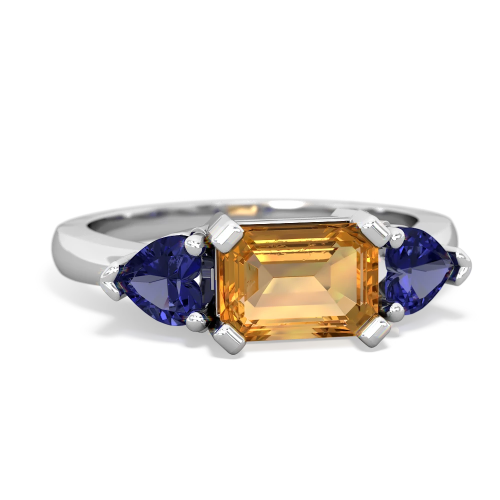 Citrine Three Stone 14K White Gold ring R5235