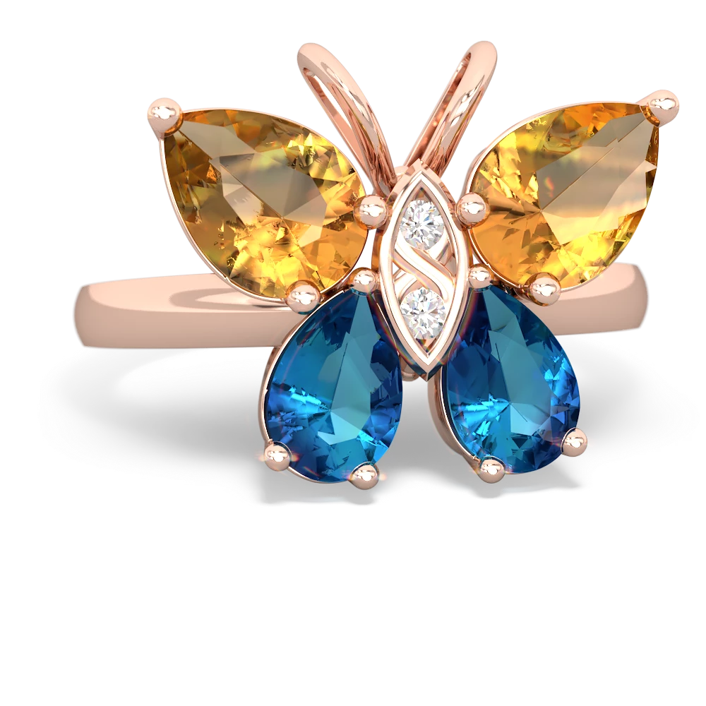 Citrine Butterfly 14K Rose Gold ring R2215