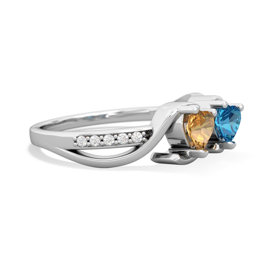 Citrine Side By Side 14K White Gold ring R3090