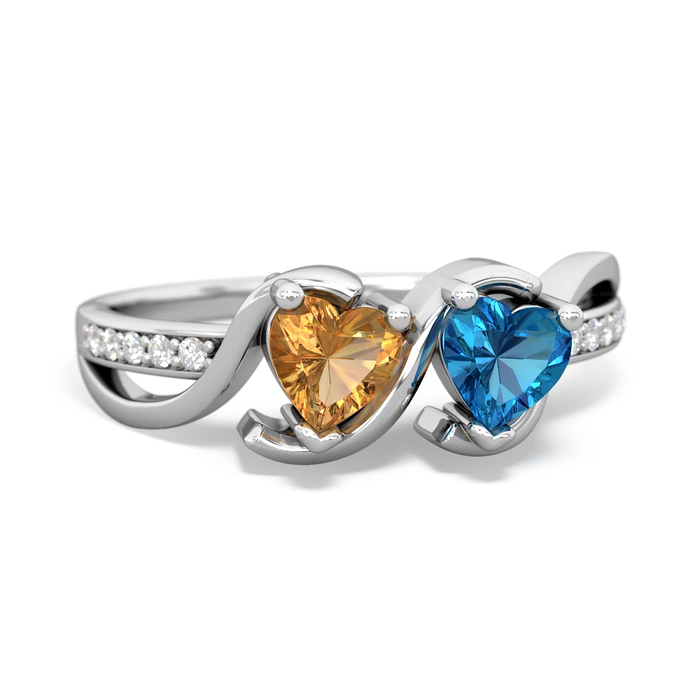 Citrine Side By Side 14K White Gold ring R3090