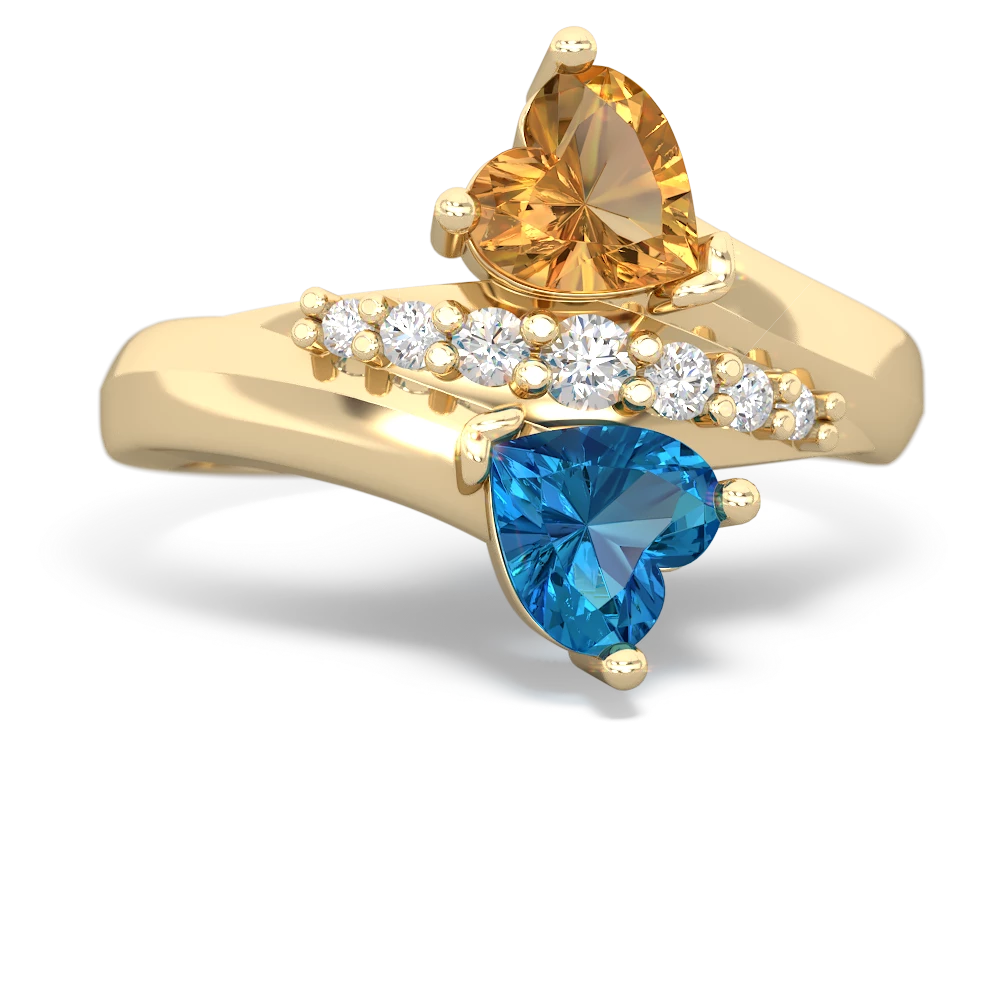 Citrine Heart To Heart 14K Yellow Gold ring R2064