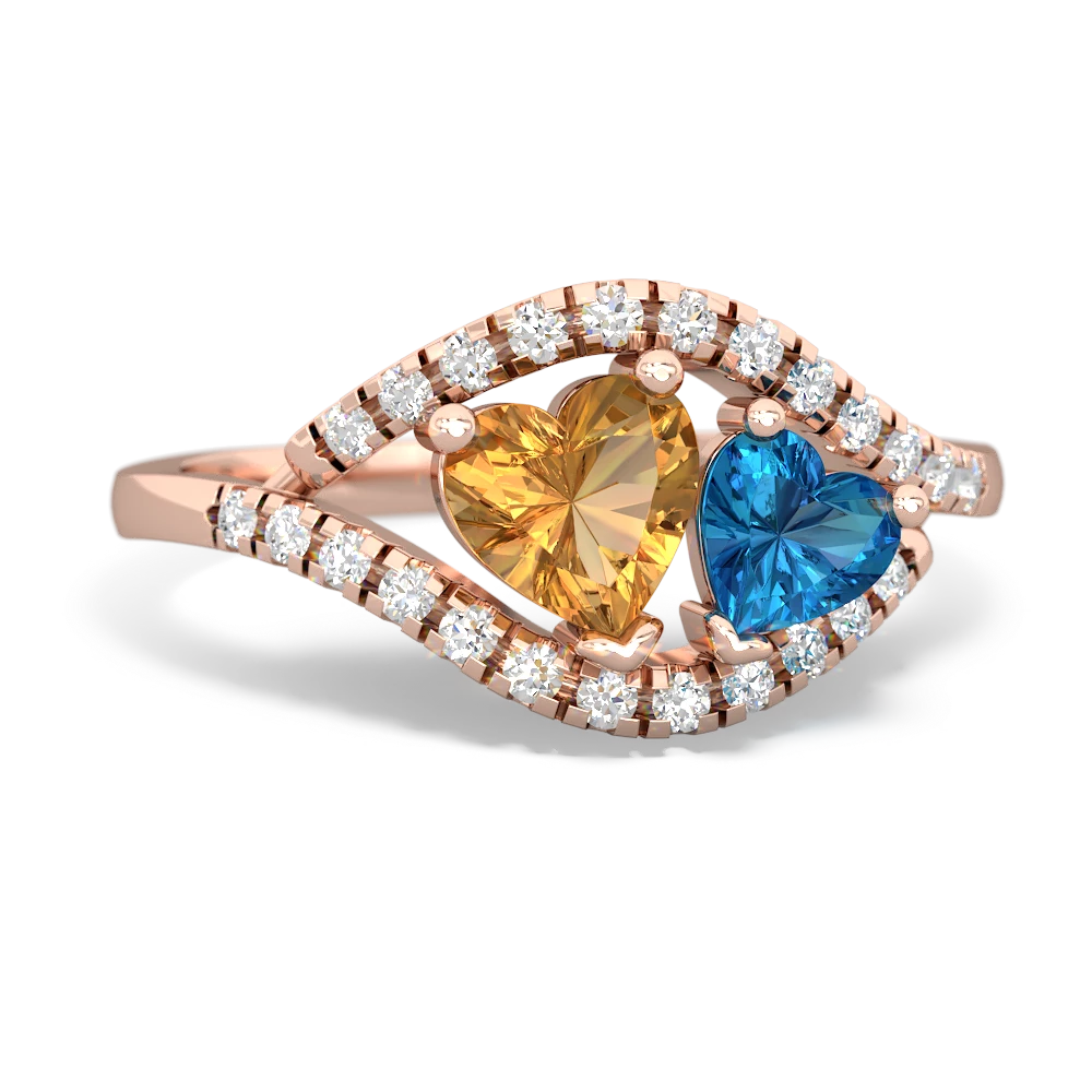 Citrine Mother And Child 14K Rose Gold ring R3010