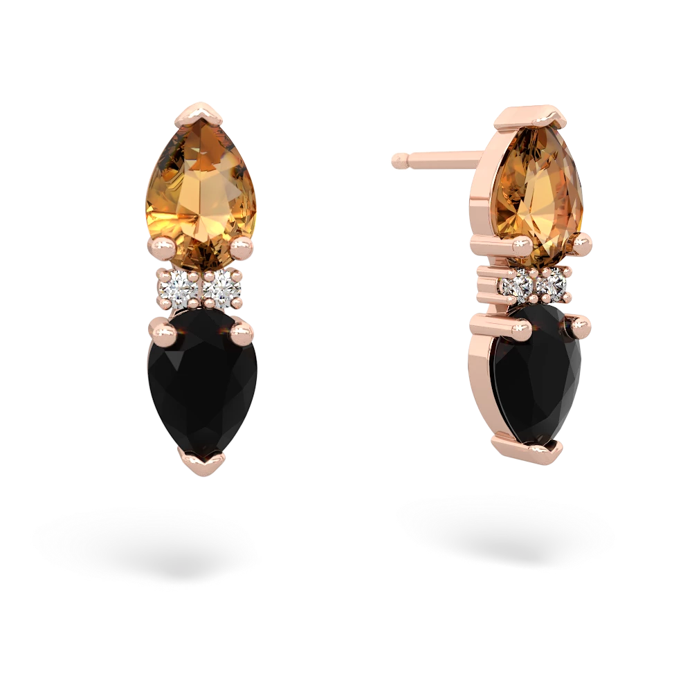 Citrine Bowtie Drop 14K Rose Gold earrings E0865