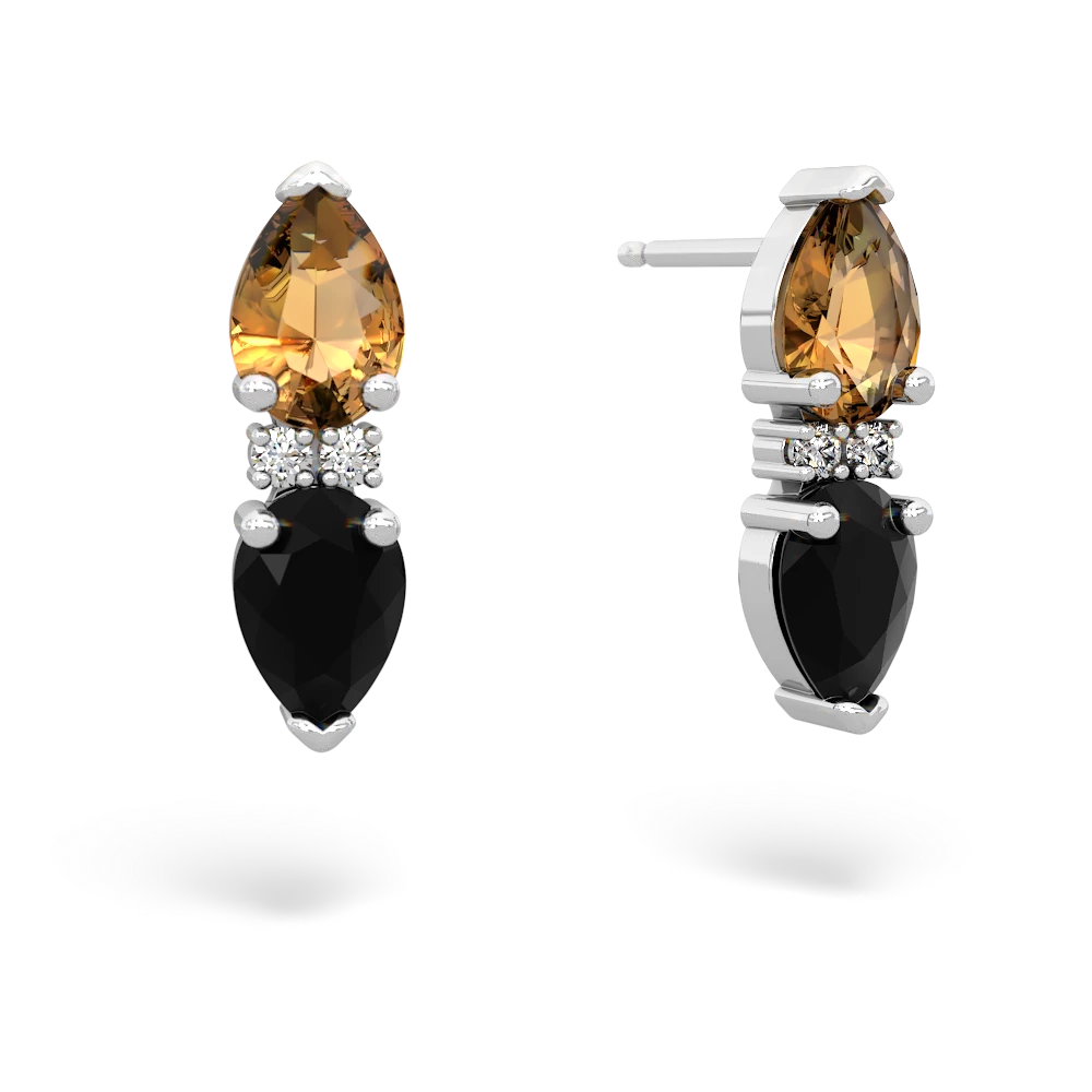 Citrine Bowtie Drop 14K White Gold earrings E0865