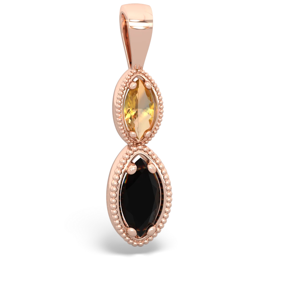 Citrine Antique-Style Halo 14K Rose Gold pendant P5700