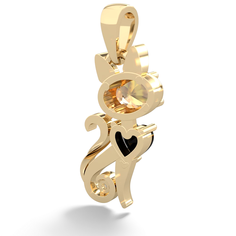 Citrine Kitten 14K Yellow Gold pendant P5780