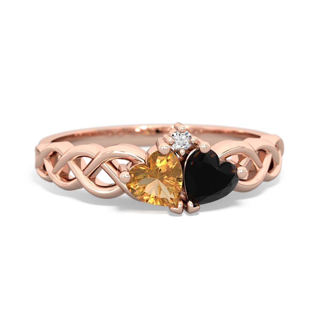 Citrine Heart To Heart Braid 14K Rose Gold ring R5870