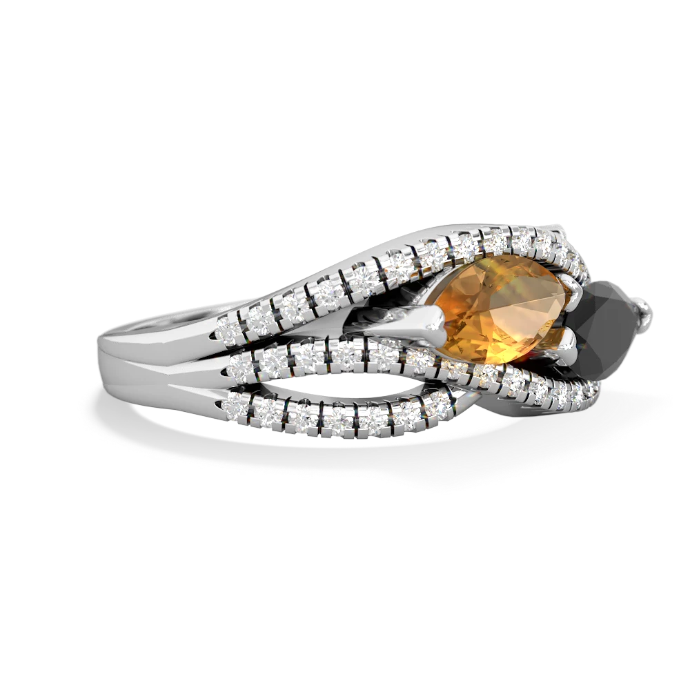 Citrine Diamond Rivers 14K White Gold ring R3070