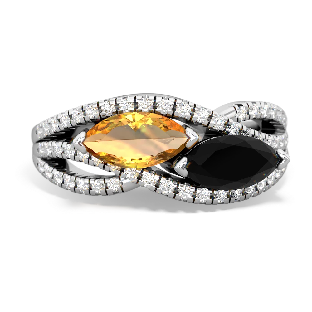 Citrine Diamond Rivers 14K White Gold ring R3070