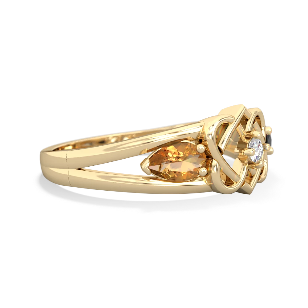 Citrine Hearts Intertwined 14K Yellow Gold ring R5880