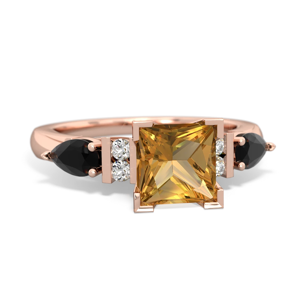 Citrine 6Mm Princess Eternal Embrace Engagement 14K Rose Gold ring C2002