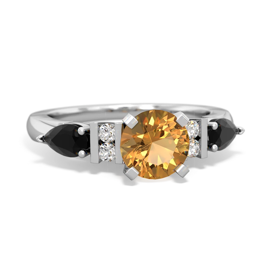 Citrine 6Mm Round Eternal Embrace Engagement 14K White Gold ring R2005